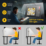 OTUS Architect LED Desk Lamp Clamp, 20W Super Bright, 31.5" Wide Task Table Light with Flexible Gooseneck