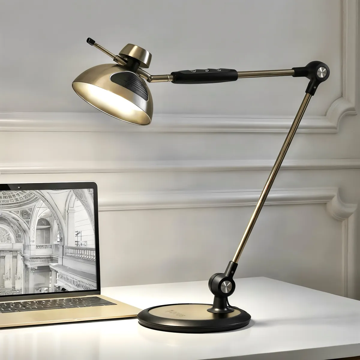 OTUS Tall Architect Desk Lamp with gesture control, Brass